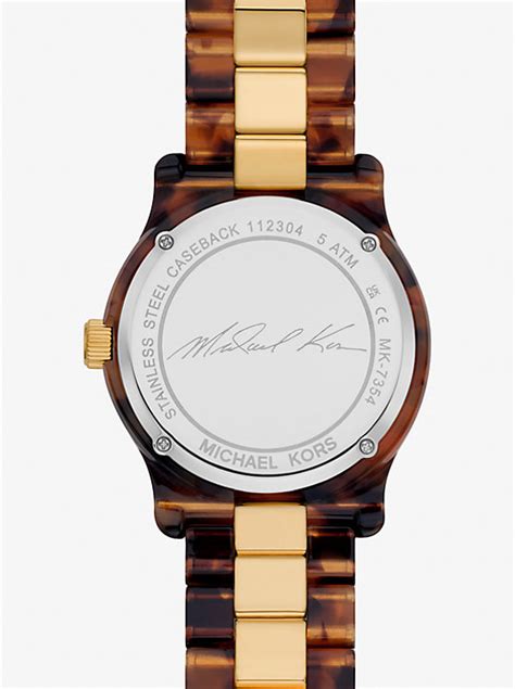 michael kors gold and tortoiseshell watch|mk7354.